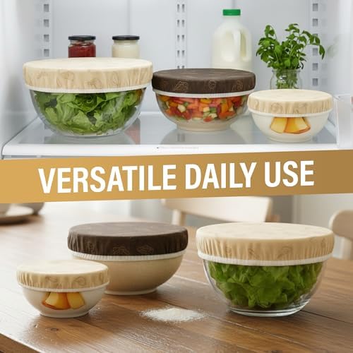 Reusable Beeswax Bowl Covers, Set of 5, 5.5–13-Inch