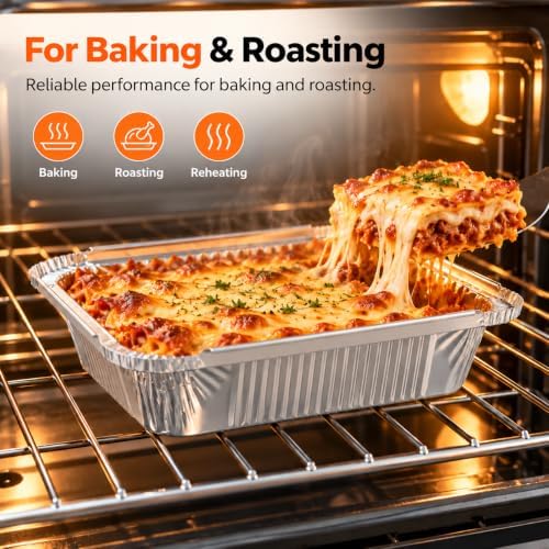 50 Pack Aluminum Pans with Cardboard Lids, 8.3"x6.2", 2.25 LB