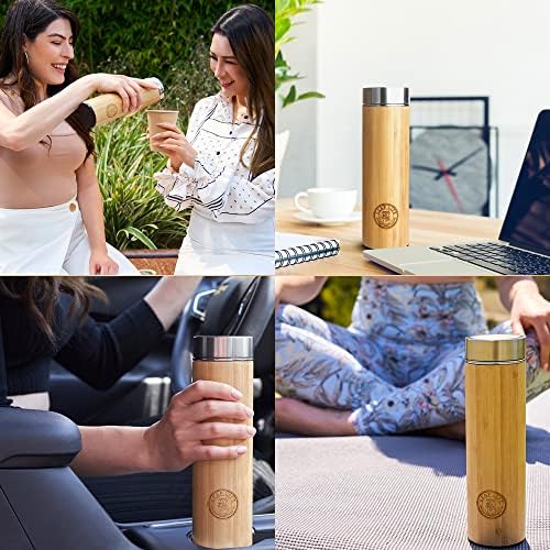 LeafLife Premium Bamboo Tea Tumbler with Infuser for Loose Leaf Tea