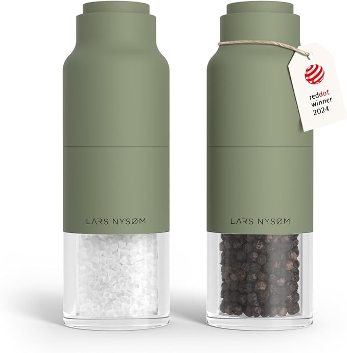 LARS NYSØM Salt and Pepper Grinder Set, Stainless Steel Manual Salt and Pepper by LN