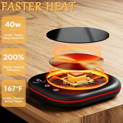 Mug Warmer Upgraded,Coffee Mug Warmer for Desk LEDs Light 3 Temp