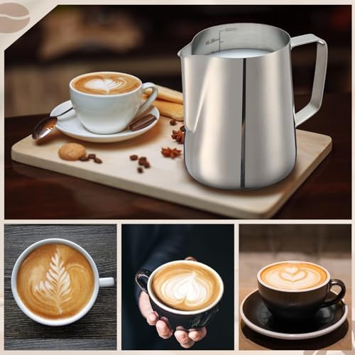 Honeydak 4 Pcs Milk Frothing Pitcher 304 Stainless Steel, 20 oz