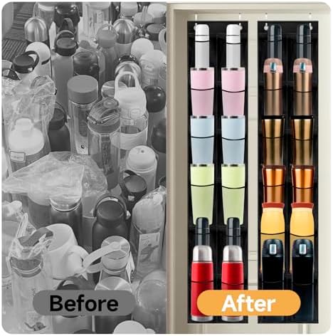 2PCS Water Bottle Organizer - 24 Holder Over The Door Water Bottle
