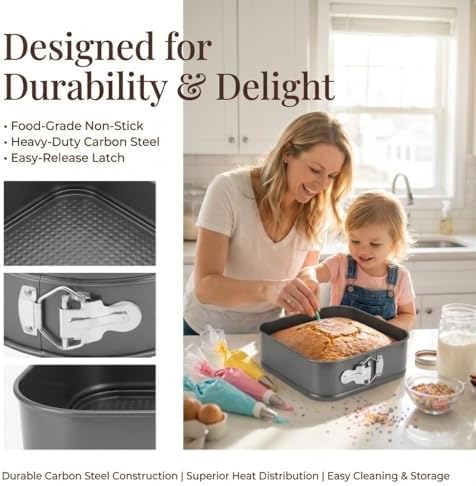 Cake Pan Set - Carbon Steel Nonstick Round Heart Square Shapes Baking