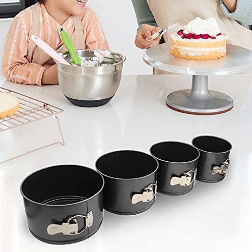 4 pcs Springform Pan Set, 4 5 6 7 inches Round Cake Tin with Removable
