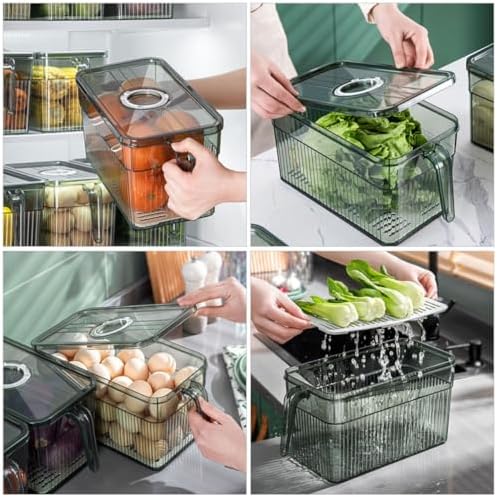 Green Refrigerator Food Container with Vented Lid Dial for Bread
