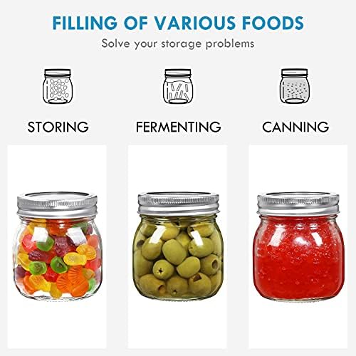 YEBODA 9 Pack 10 oz Wide Mouth Mason Jars with Lids