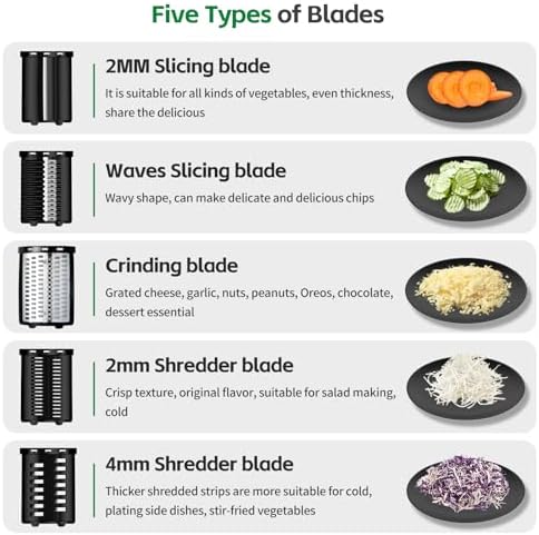 5-in-1 Electric Cheese Grater, 300W, Black