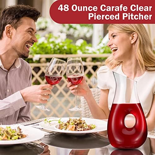 Nuanchu 2 Pcs 48 oz Wine Decanter Carafe Clear Glass Pierced Decanter