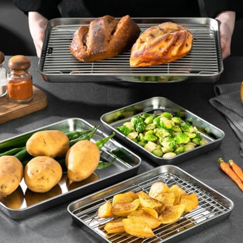 Baking Sheet Set, 2 Sets with Cooling Rack Stainless Steel Pan