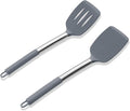 Silicone Spatula Set of 2, E-far Solid & Slotted Turner by E-far
