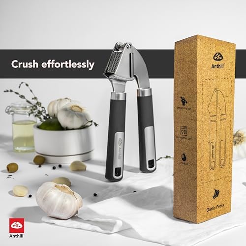 Anthill Stainless Steel Garlic Press, Grey