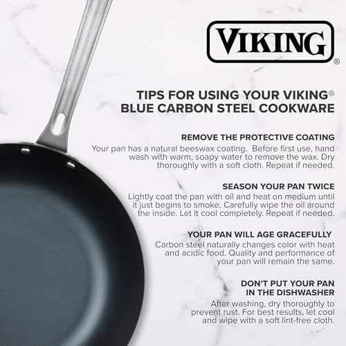 Viking Blue Carbon Steel Frying Pans, Kitchen Cookware Set, 10 and