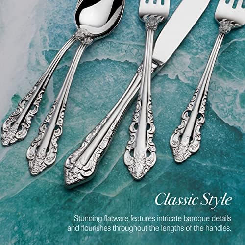 Wallace Antique Baroque 65-Piece Silverware Set for 12-18/10 Stainless