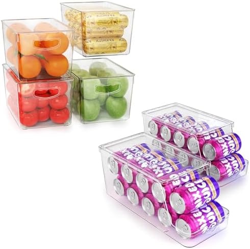 4 Pack Clear Storage Bins with Lids, Stackable
