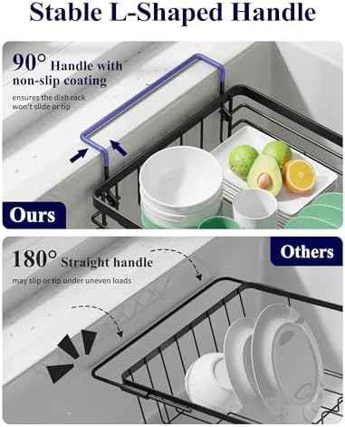 Kitsure Expandable in-Sink or Over-Sink Dish Drying Rack, Large, Black