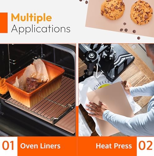 Teflon Sheets for Heat Press Paper and Baking, Reusable PTFE Cover