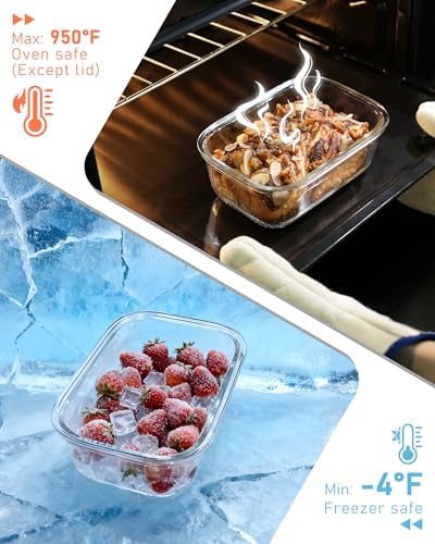 2 Pack 74oz Glass Food Storage Containers with Lids