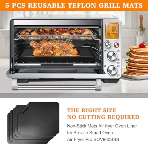 Air Fryer Liners Reusable Teflon Mats Compatible with the Breville