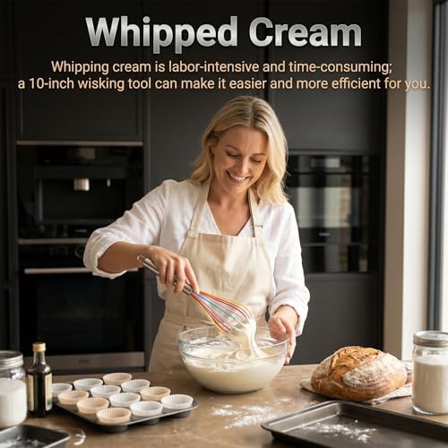 Silicone Whisk,Stainless Steel Wired Wisk Set 8" 10" 12",Heat