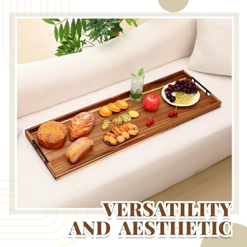 Teenyyou 36"x 12" Extra Large Ottoman Tray with Handle Acacia Wooden