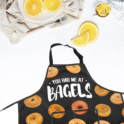 VAMSII Bagel Lover Gift You Had Me At Bagels Apron With Pockets Bagel