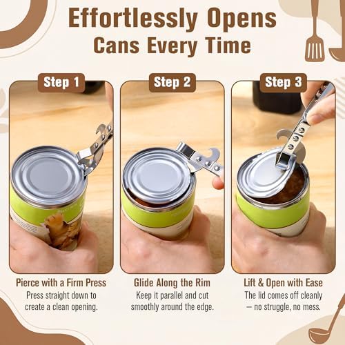 2 Pack 3 in 1 Can Openers, Vintage Can Opener with Dual Sided Blade