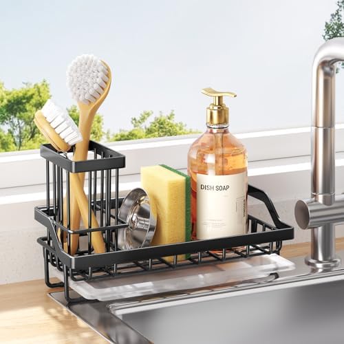 Consumest Stainless Steel Sink Caddy, Black