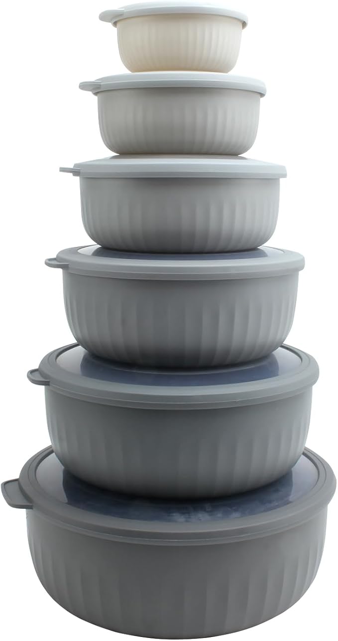 COOK WITH COLOR Prep Bowls with Lids- Wide and Deep Nesting Plastic Small by CookwithColor