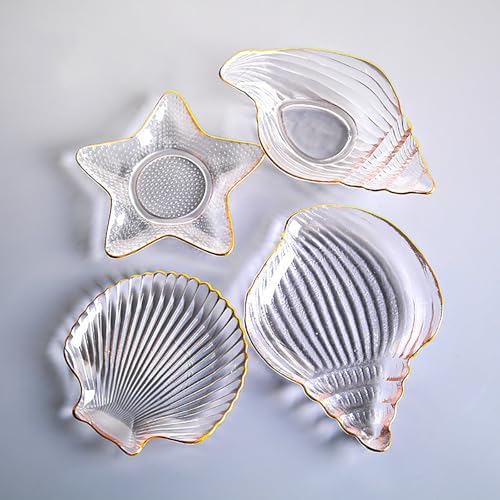 4-Piece Glass Salad Bowl Set, Glass Mixing Bowls, Ocean Series