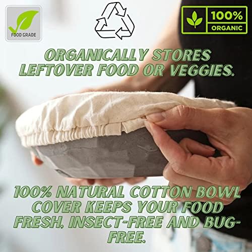 Organic Bowl Covers for Food Storage, Bread Proofing, 4 Pack