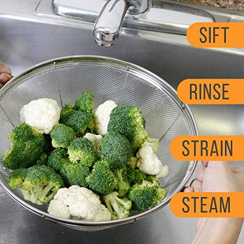 U.S. Kitchen Supply Set of 3 Stainless Steel Colander Strainers Net