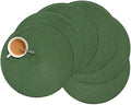 Zupro Round Olive Green Placemats Set of 6 Braided 15" Indoor/Outdoor