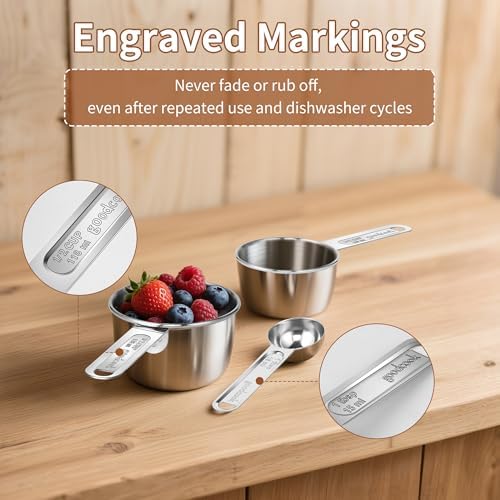 Measuring Cups and Spoons Set (8 Piece), Stainless Steel Measuring,4