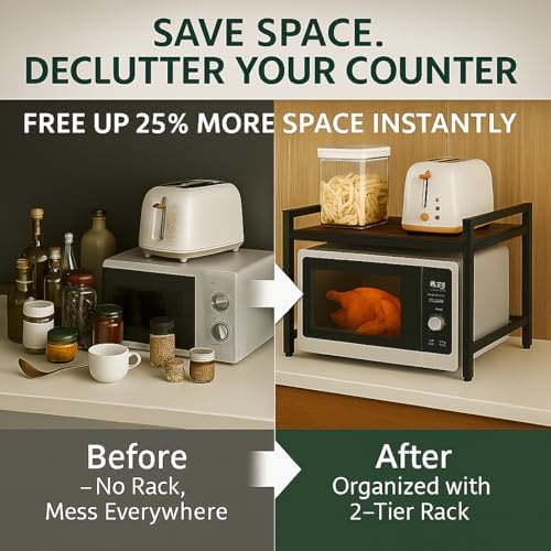 2-Tier Microwave Stand, Holds Up to 200 lbs (20.5" Width)