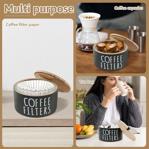 Coffee Filter Holder, Wood Coffee Filter Storage Container Coffee