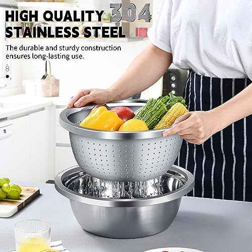 Gulex Colander Stainless Steel 4-quart with Bowls,Strainer for