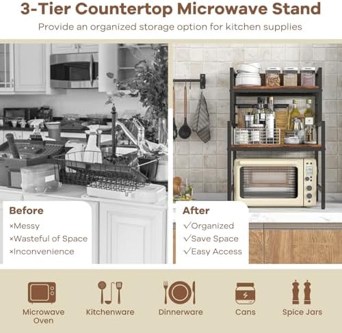 GOFLAME 3-Tier Microwave Stand Countertop, 110lbs Capacity