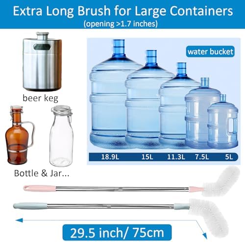 2 Pack 29.5" Bottle Brush Extra Long Stainless Steel Bottle Brushes