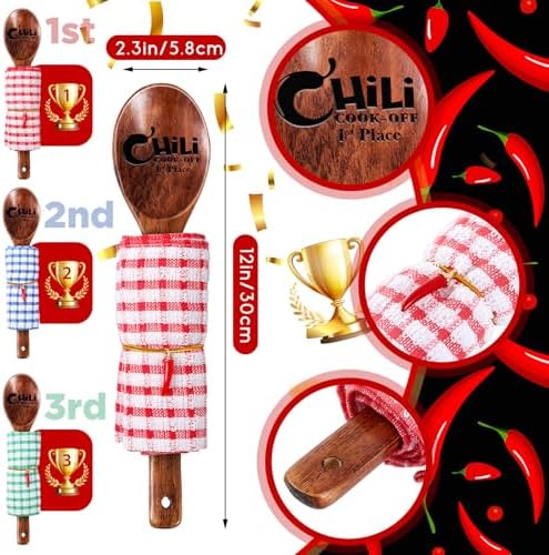 Yinkin 3 Pcs Chili Cook off Prizes 1st, 2nd, 3rd Tanoak Spoon Decor
