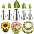 5 Pcs Leaf Piping Tips Set, Stainless Steel Cake Decorating Tips for