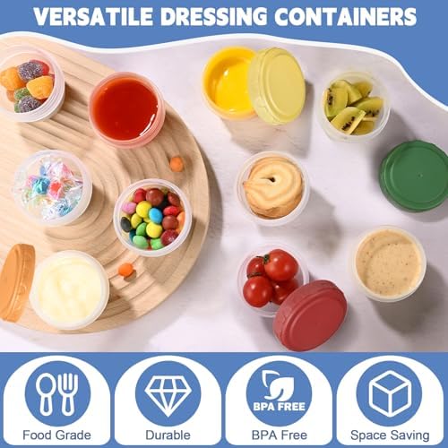 Yomarket 6pcs 2 oz Salad Dressing Container, Reusable Condiment