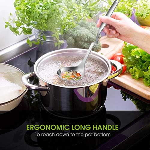 Patelai 2 Pcs Hot Pot Slotted Ladle Set Stainless Steel, Silver