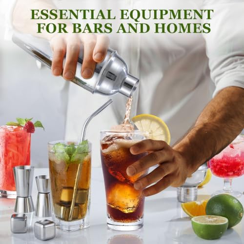 KINGROW Cocktail Shaker Set, 23 Piece Bartender Kit with Stand 25oz