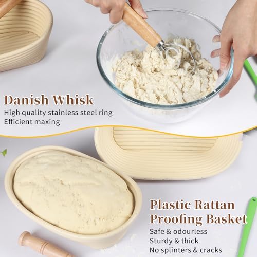 Banneton Bread Proofing Basket Set, 11 Inch Sourdough Proofing Basket