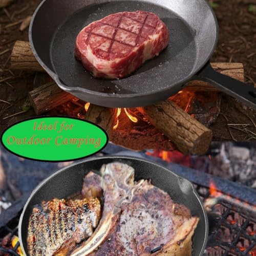 La Cuisine Pre Seasoned Cast Iron Skillet Set, 3 Piece Frying Pans (15 cm, 19 cm, 25 cm) Naturally Non Stick for Frying Grilling Sautéing Searing & Baking, GlassTop PFOA Free