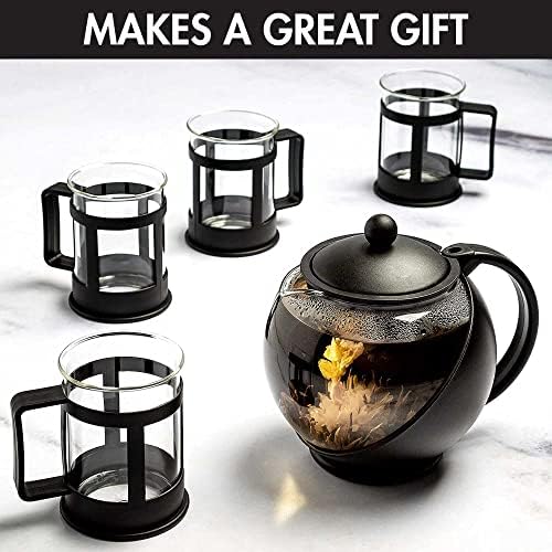Primula Half Moon Teapot Set with 4 Tea Cups, Removable Stainless