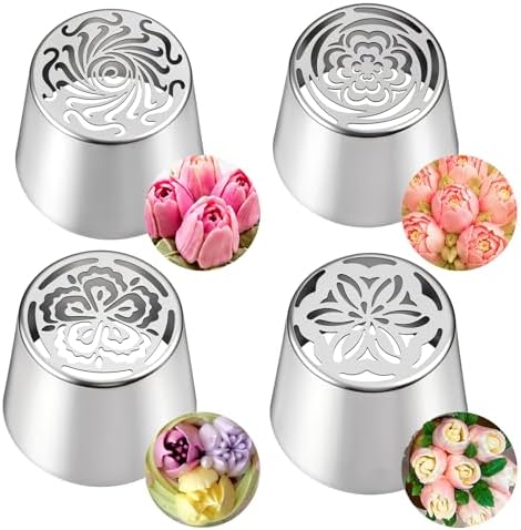 4 PCS Stainless Steel Extra Large Russian Piping Tips Set