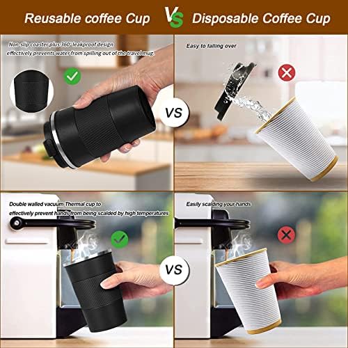 Insulated Travel Coffee Mug, Stainless Steel Coffee Cup with Leakproof