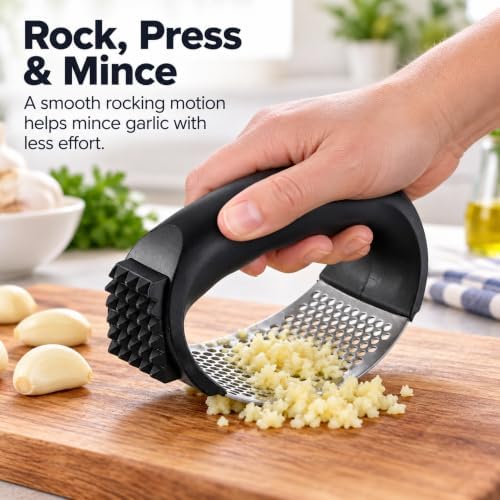 Rocker Garlic Press, 304 Stainless Steel, Black